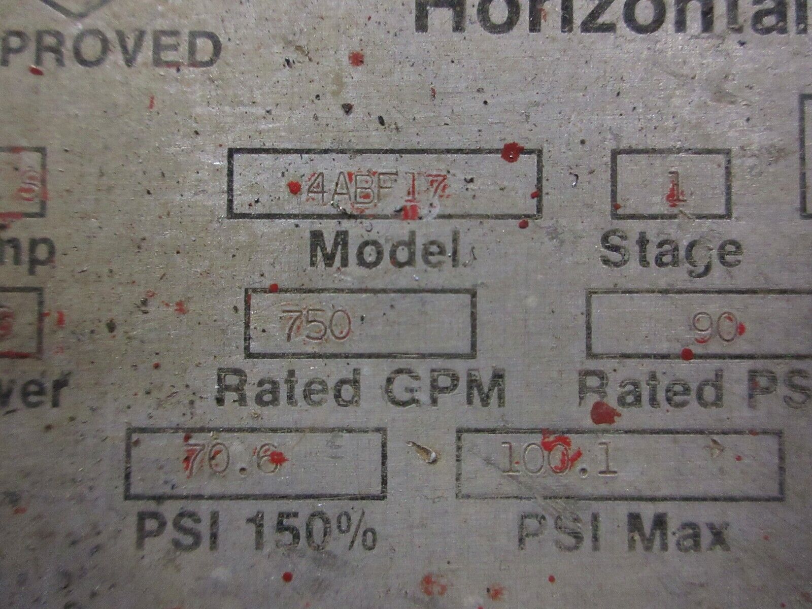 Peerless Pump Centrifugal Pump 4ABF17 60HP 750GPM 1770RPM Used