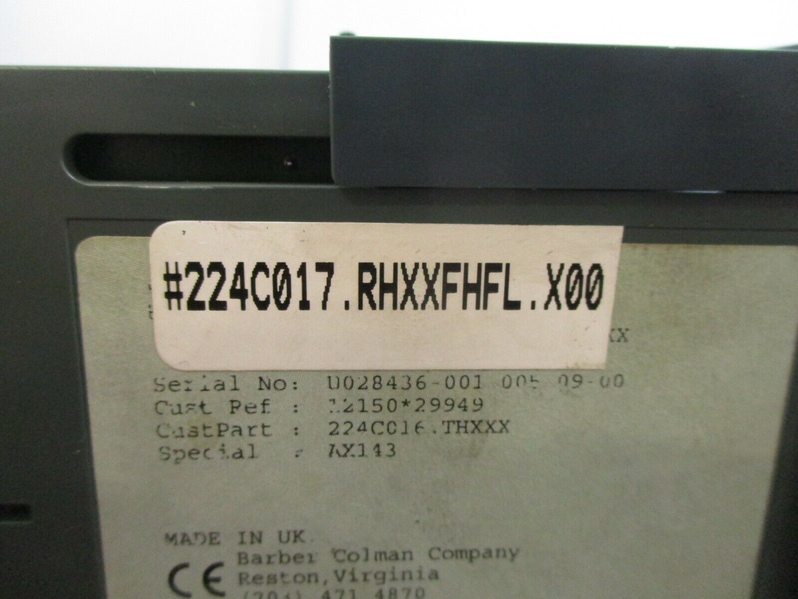 Barber-Colman Digital Temperature Controller 224C017.RHXXFHFL.X00 Used