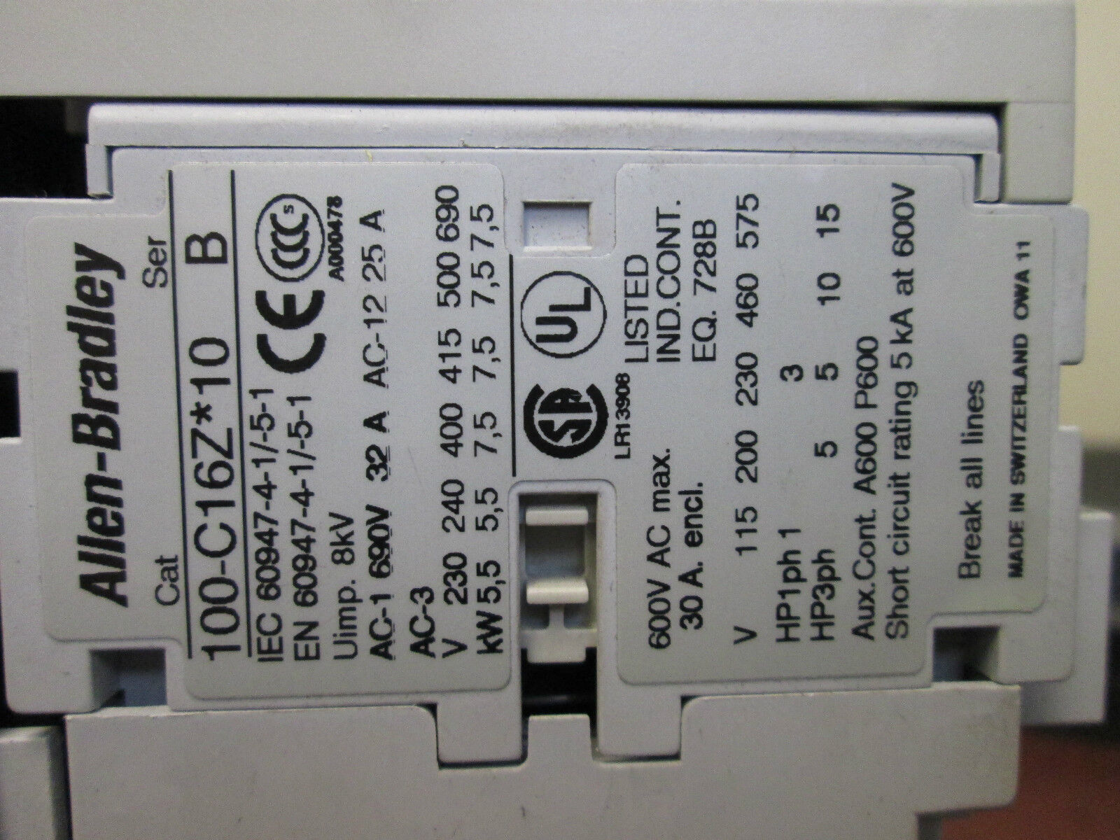 Allen-Bradley MCS Compact Starter 190S-CNDJ2-CC16C 24VDC Coil 10-16A Trip Used