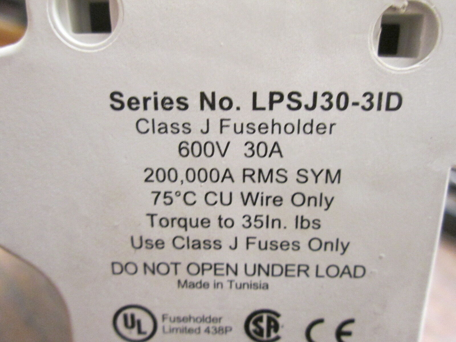 Littlefuse POWR-Safe Fuse Holder LPSJ30-3ID 30A 600V 3P Used