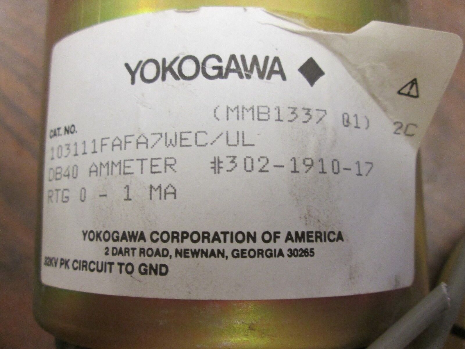 Yokogawa Kilovar/Kilowatt Meter 103111FAFA7WEC/UL Range: 0-1800 Used