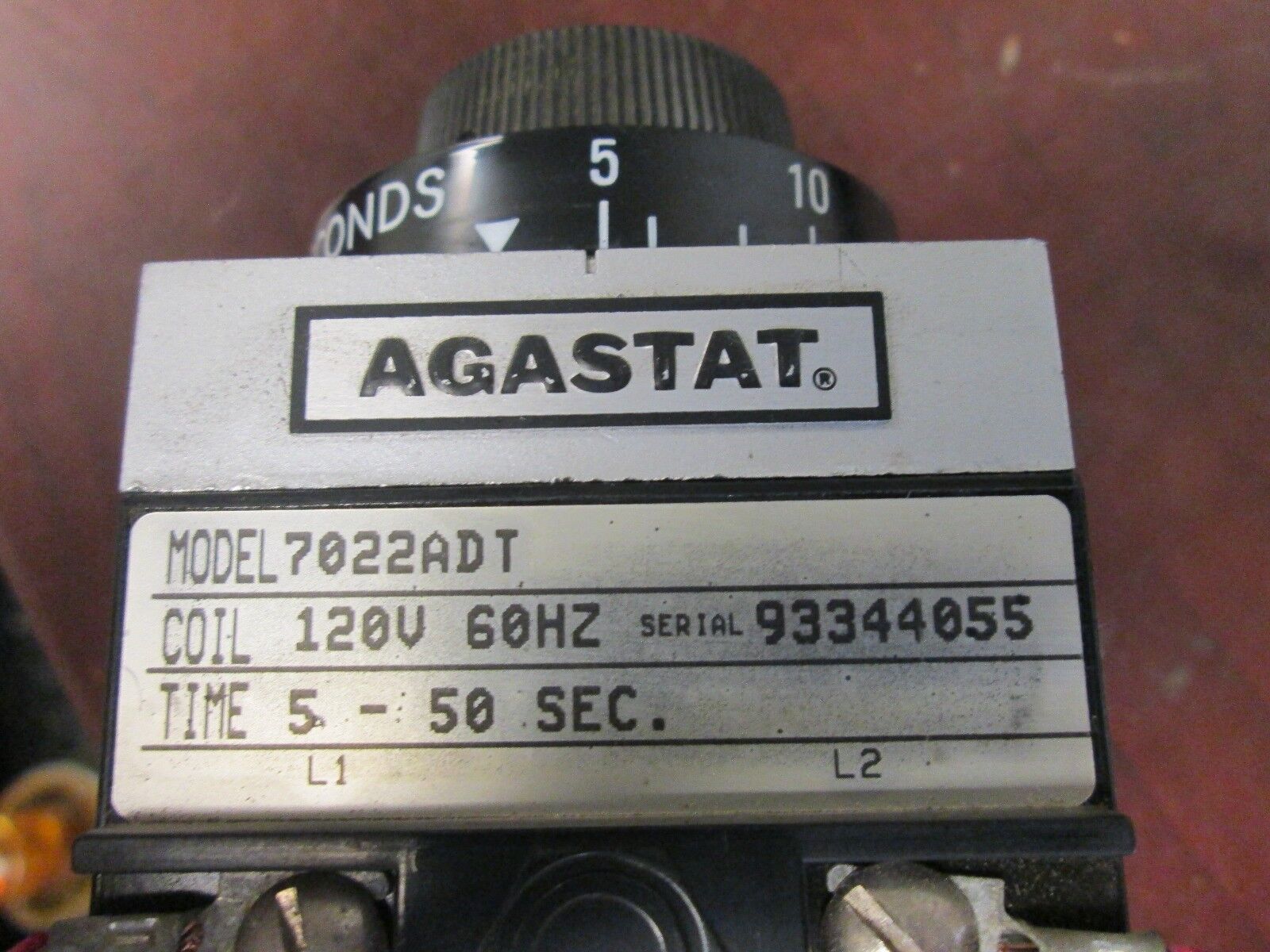 Agastat Timer 7022ADT 5-50sec Range 120V Coil Used