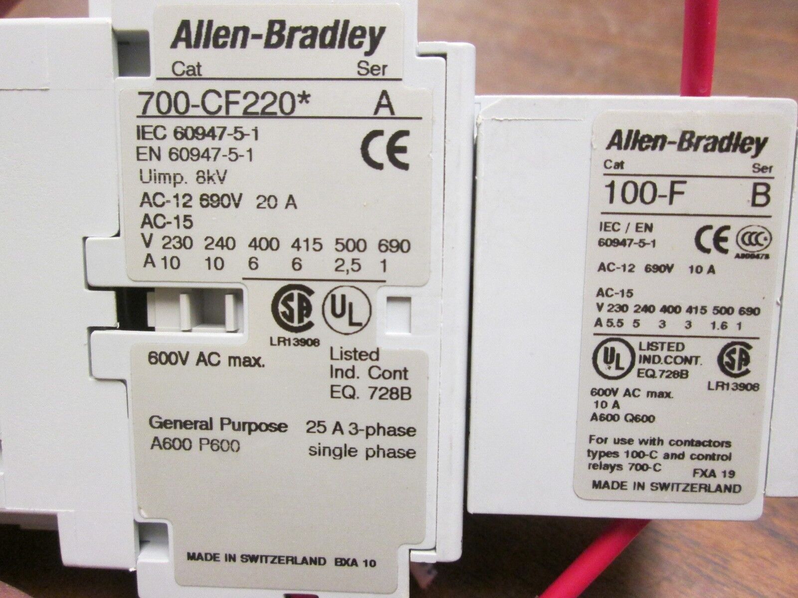Allen-Bradley Contactor w/ Aux Contact Block 700-CF220* 120V Coil 25A 600V Used
