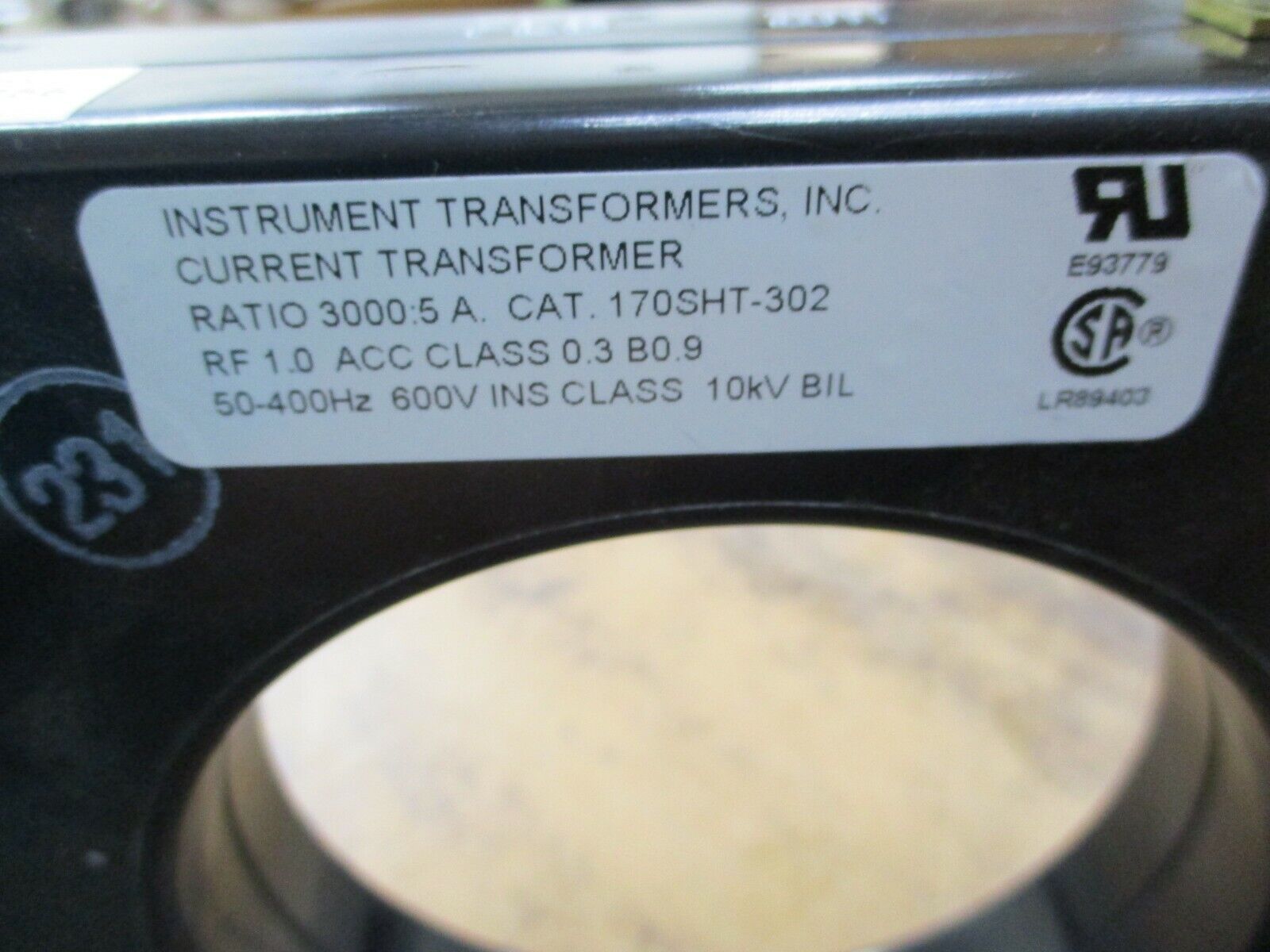 Instrument Transformers Current Transformer 170SHT-302 Ratio 3000:5A 600V Used