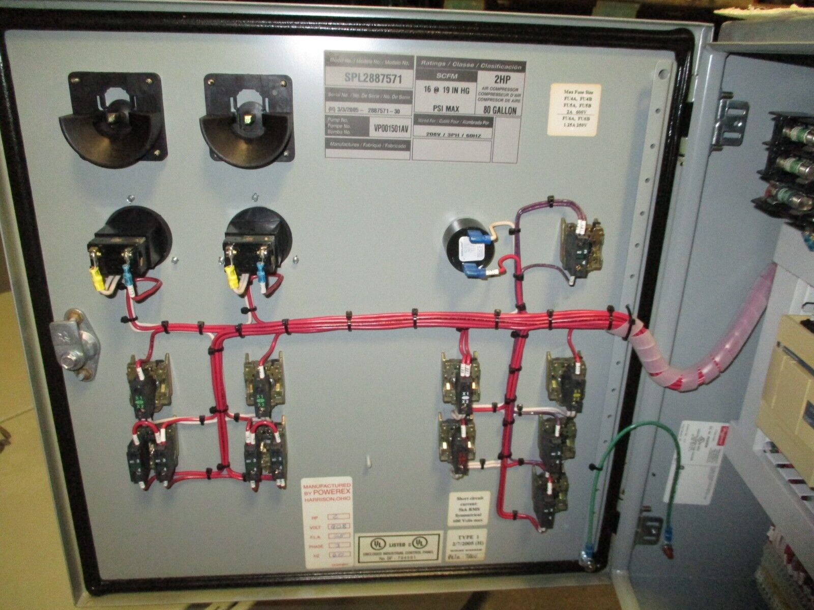 Powerex Air Compressor SPL2887571 2HP 80-Gallon Tank 16 SCFM 208V 3Ph 60Hz Used