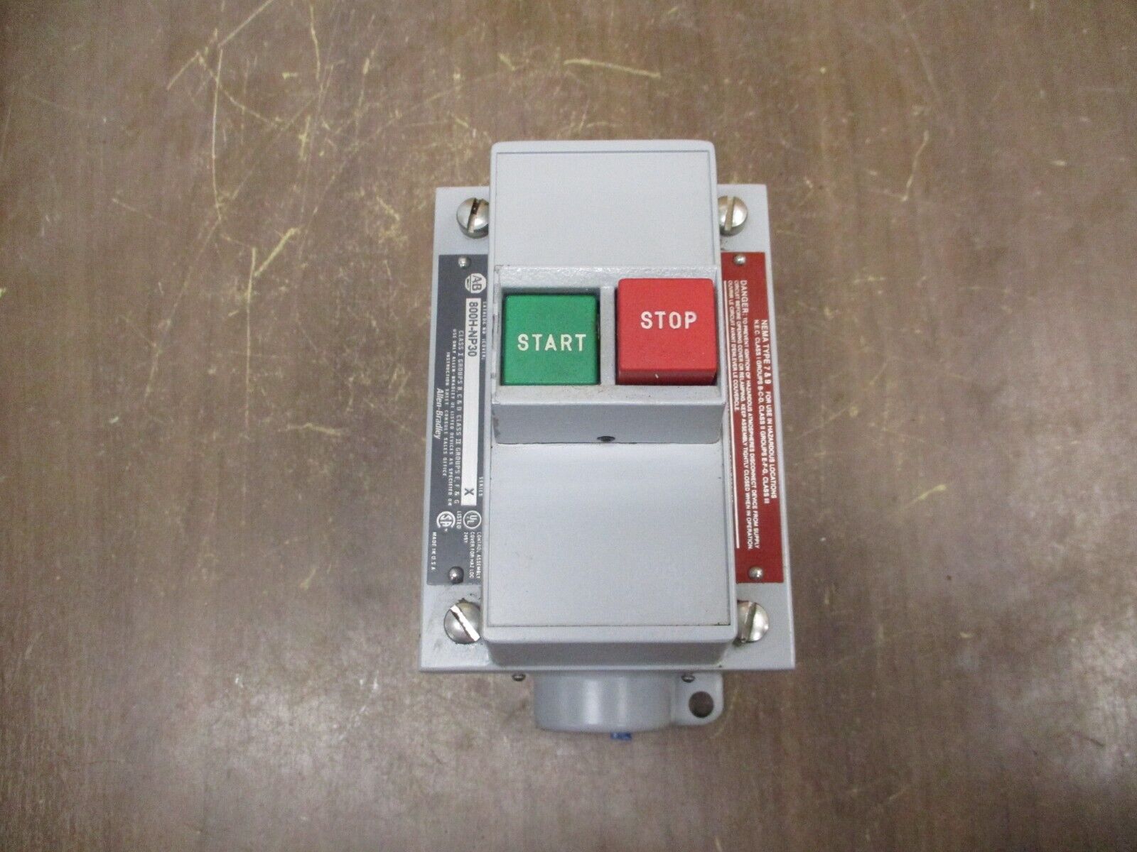 Allen-Bradley Start-Stop Push Button Station 800H-NP30 Ser. X Nema 7 & 9 Used