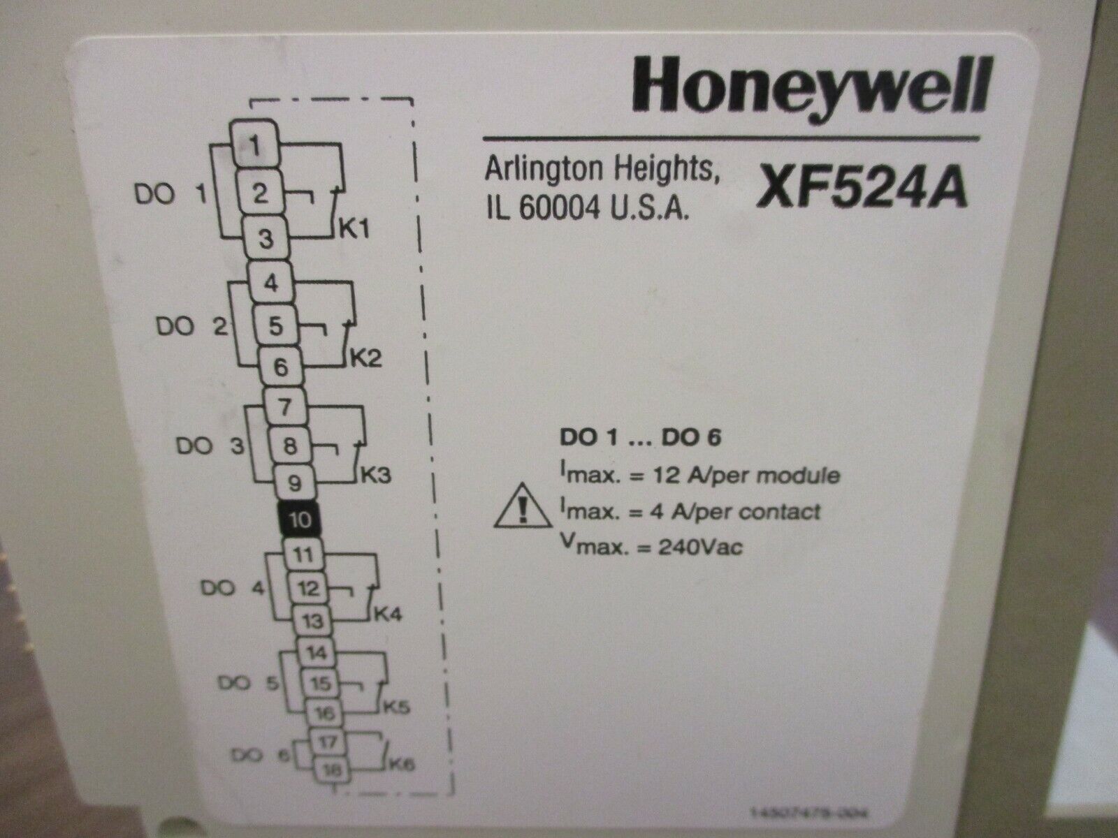 Honeywell Digital Output Module XF524A 240VAC 12A Used