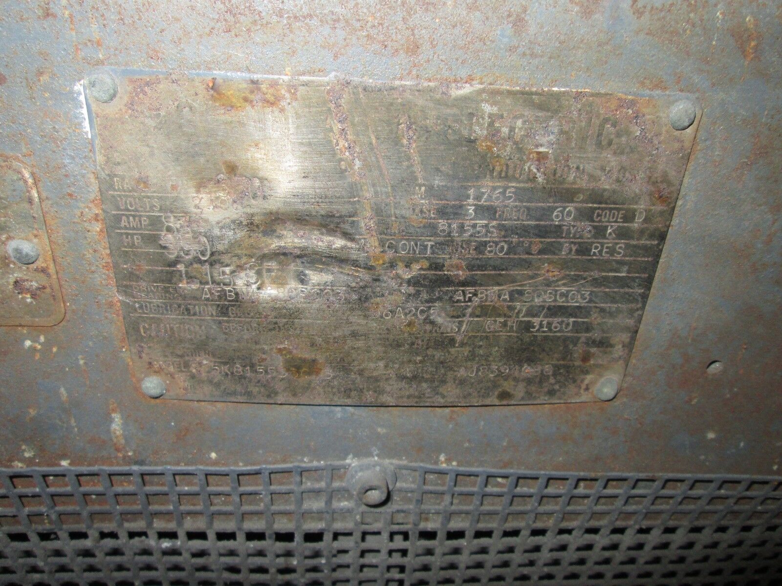 GE Motor 5K815533C73 350HP 1800 RPM 8155S Frame 2300V 84A