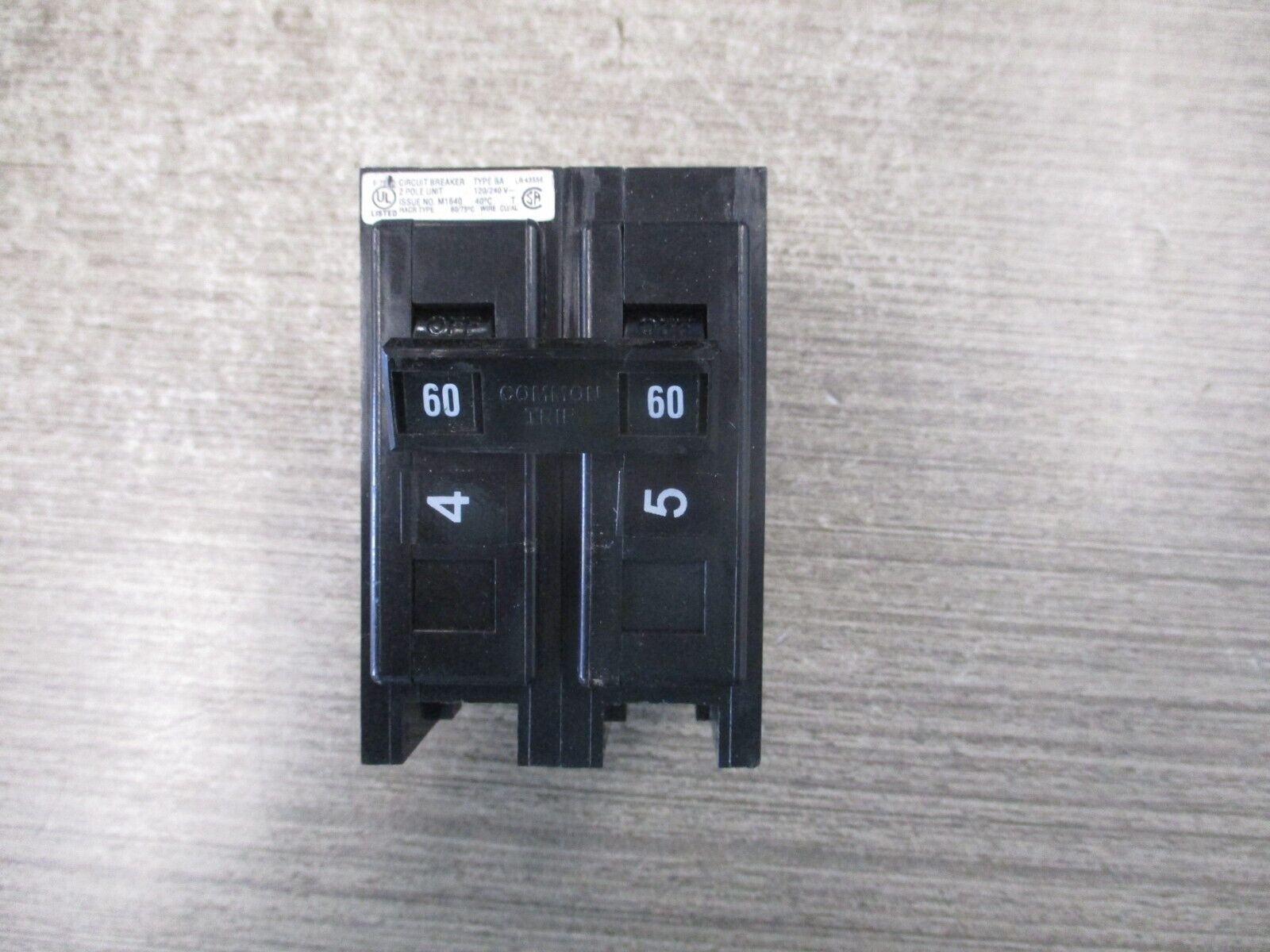 Cutler-Hammer Bolt-On Circuit Breaker BA260 60A 120/240V 2P Used