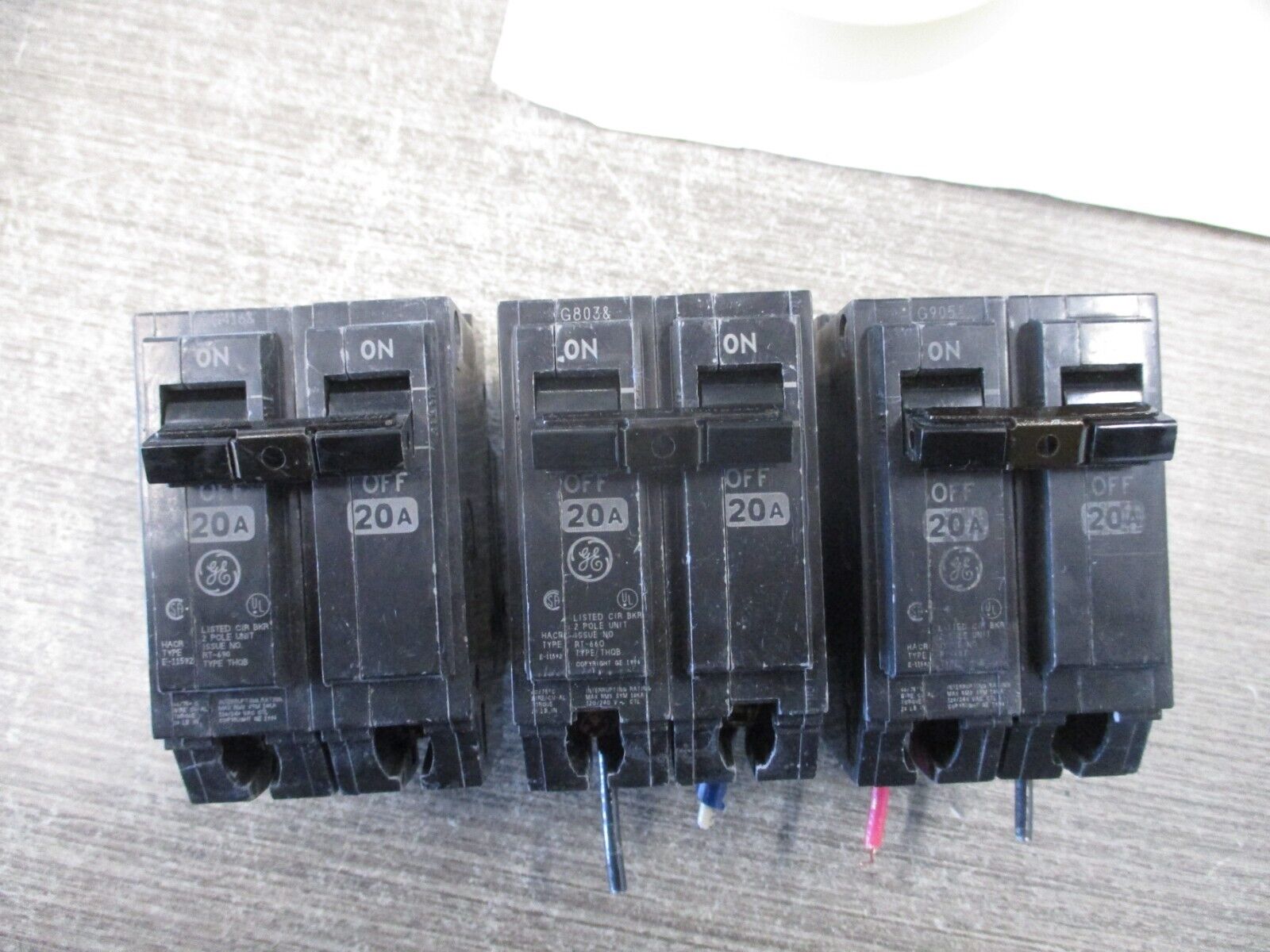 GE Bolt-On Circuit Breaker THQB2120 20A 120/240V 2P *Lot of 3* Used