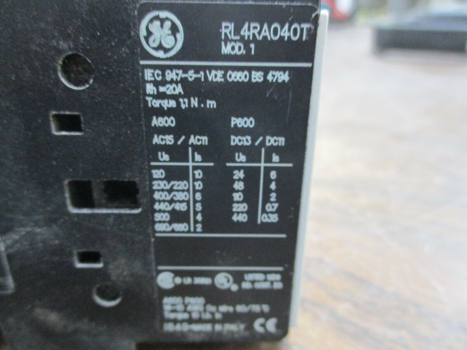 GE Contactor RL4RA040T 120V Coil Used