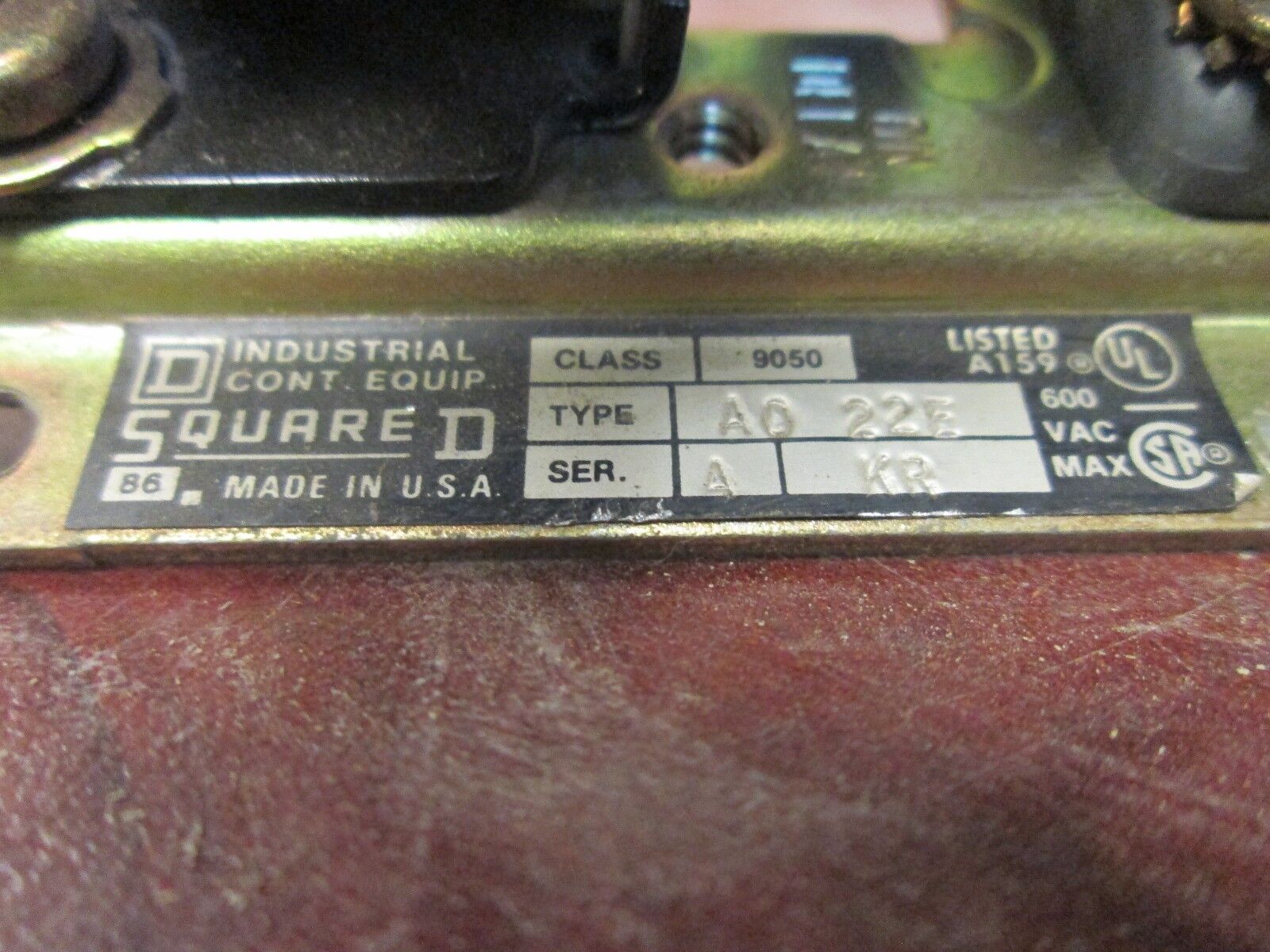 Square D Pneumatic Timing Relay 9050AO22E 120V Coil Used