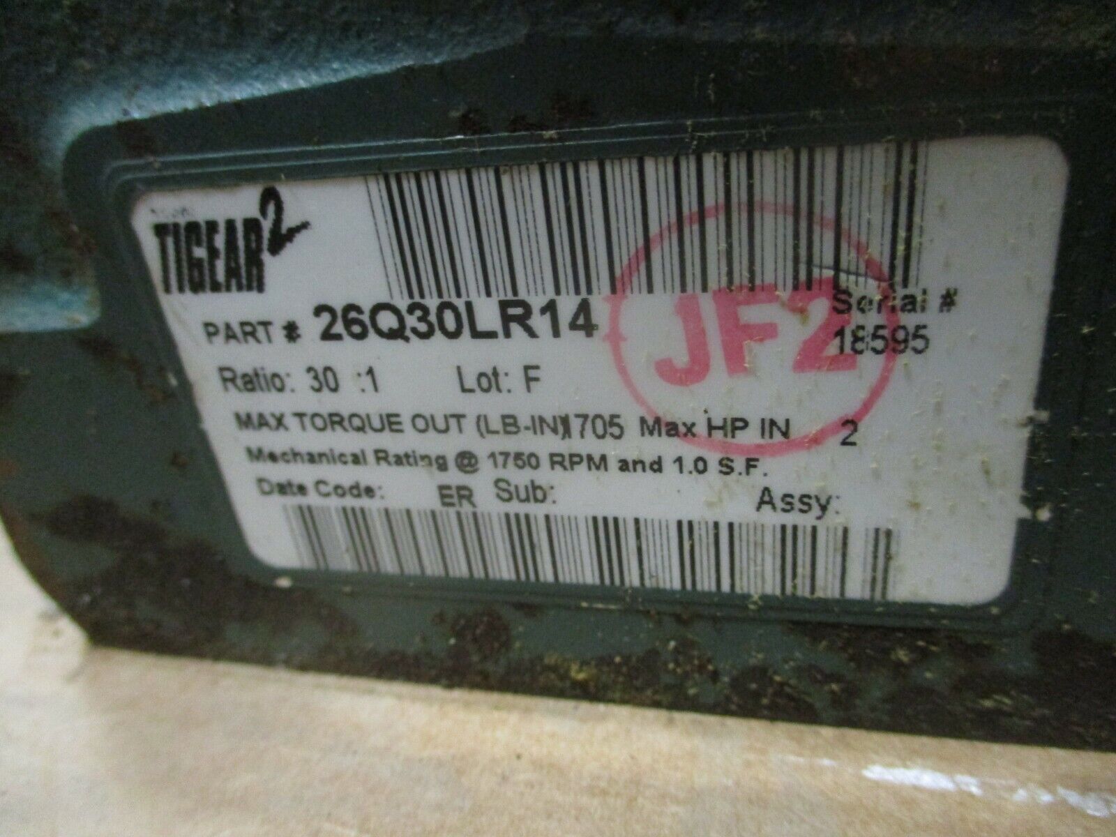 Dodge Tigear 2 Reducer 26Q30LR14 Ratio 30:1 2HP In 1750RPM In Used