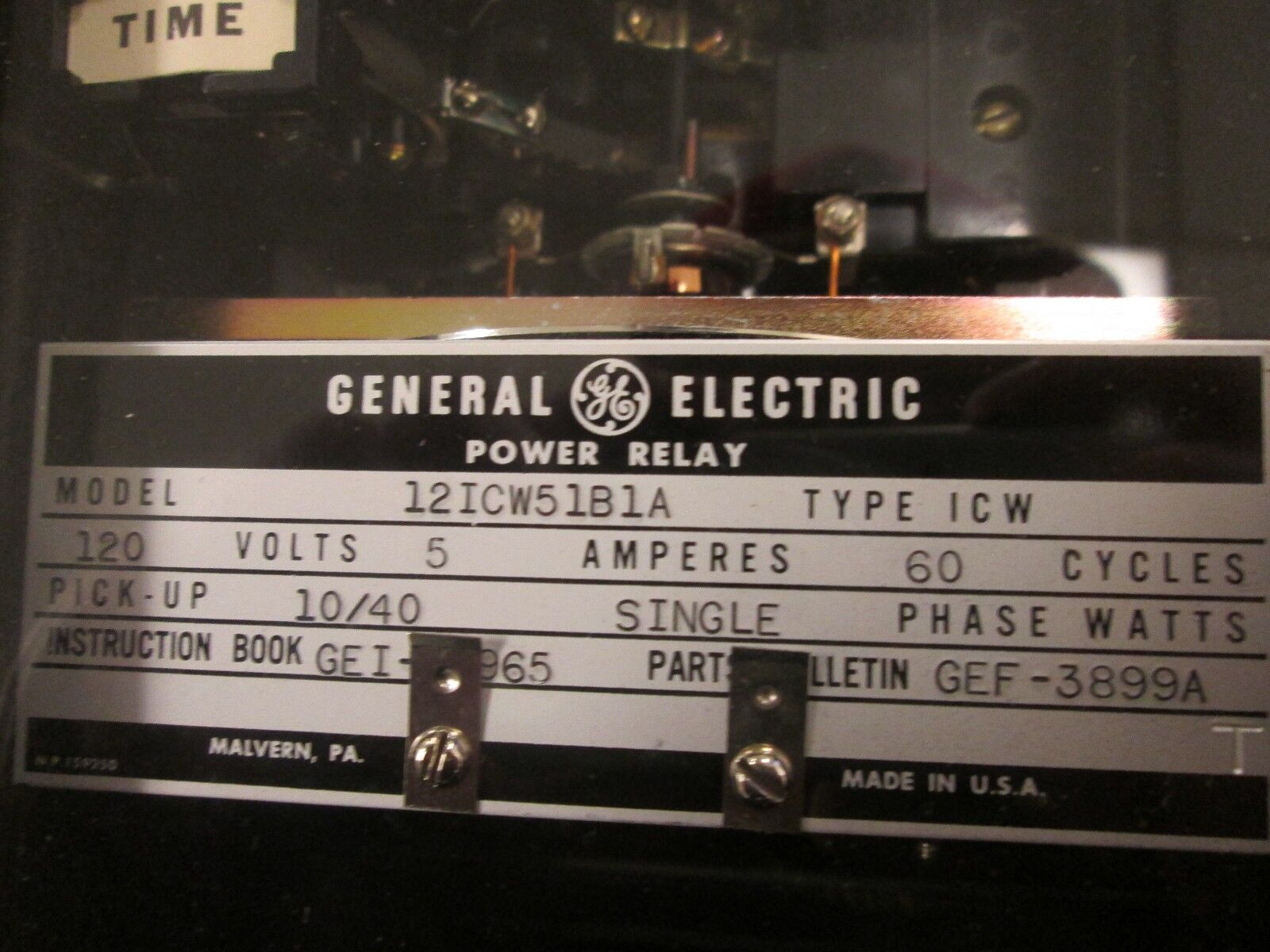 GE Power Relay 12ICW51B1A 120V 5A 60Hz 1Ph Used