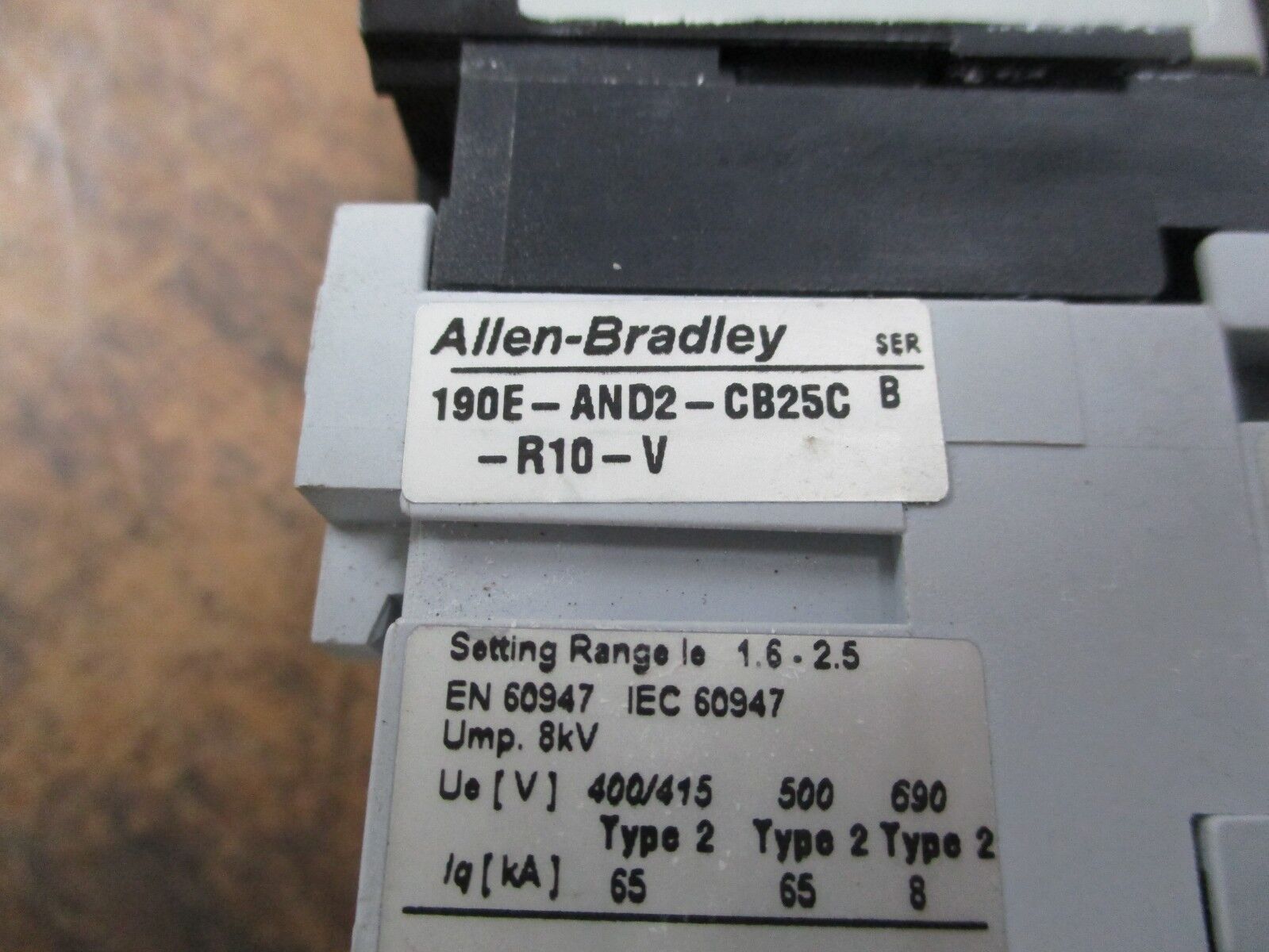 Allen-Bradley Starter 190E-AND2-CB25C-R10-V Ser. B 120V Coil 25A 600V Used