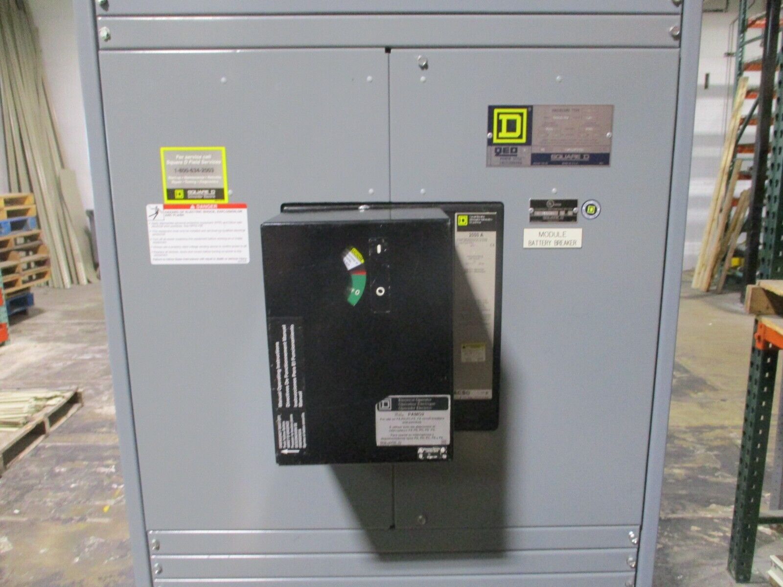 Square D DC Breaker Disconnect PAF362000DC2100 500VDC 2000A Encl: 19410373-001