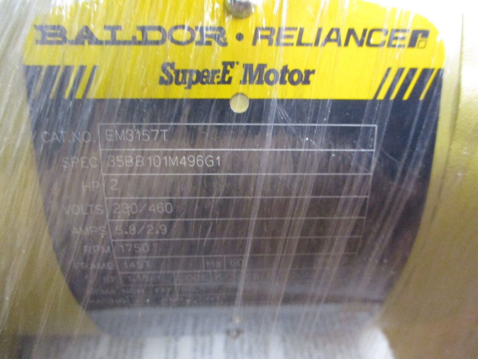 Baldor Motor EM3157T 2HP 1800RPM 230/460V 5.6 / 2.8A 3Ph 60Hz New Surplus
