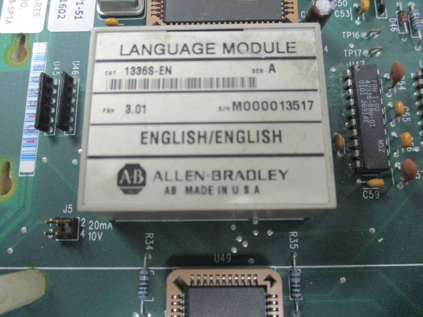 Allen-Bradley Drive Control Board 74100-071-51 Rev. 09 w/ Eng. Language Module