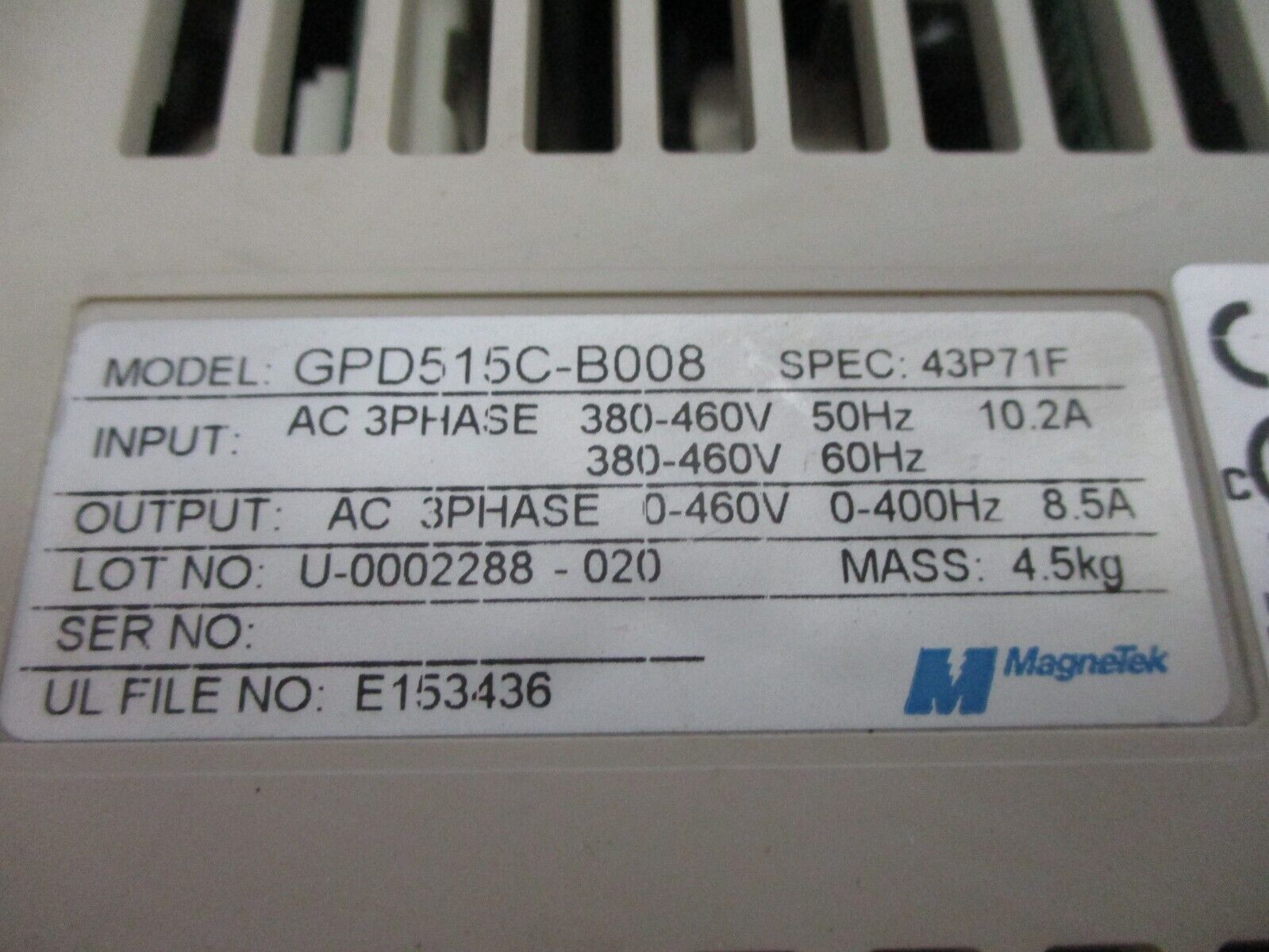 Magnetek GPD 515 AC Drive GPD515C-B008 5HP 3Ph w/ Keypad Used