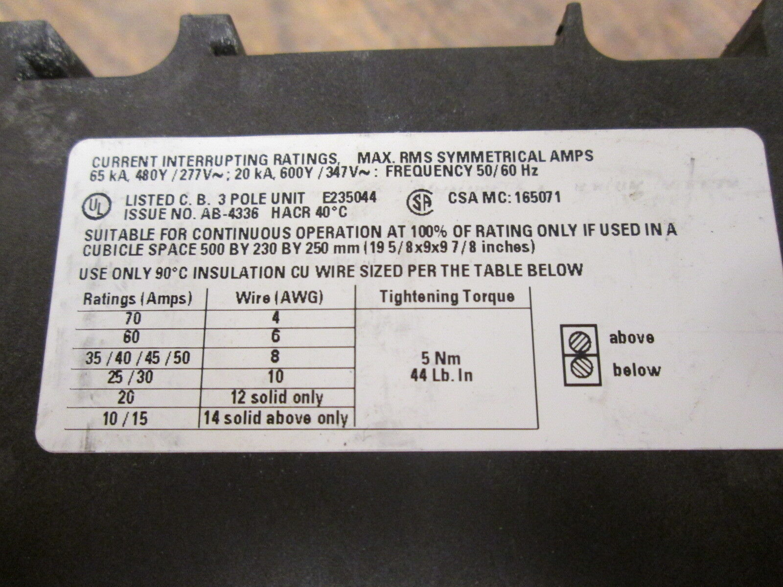 Siemens Sirius Motor Protector 3RV1742-5GD10 40A 600V w/ Aux Contact Used