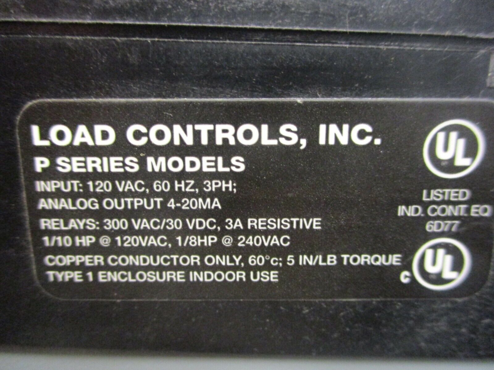Load Controls Motor Minder PMP-25 Input: 120VAC 60Hz 3Ph Output: 4-20mA Used