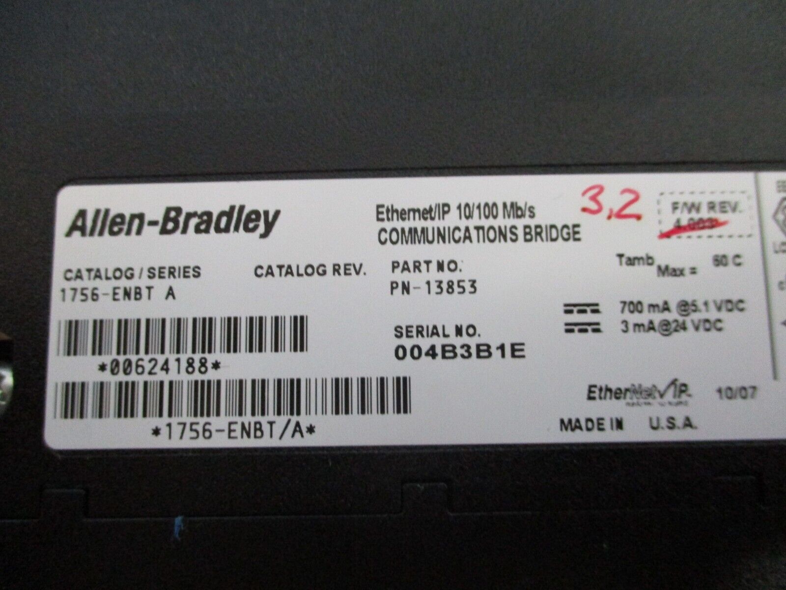 Allen-Bradley Ethernet/IP Comm. Bridge Module 1756-ENBT Ser. A Used
