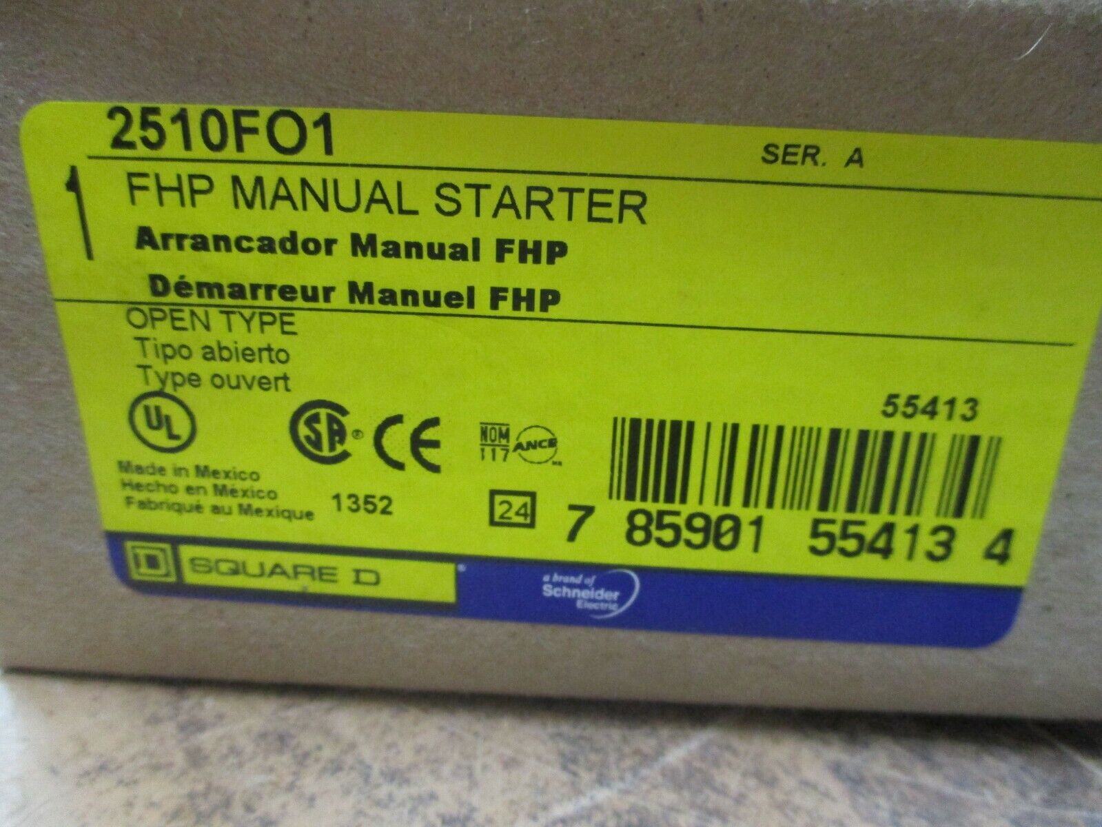 Square D FHP Manual Starter 2510FO1 Open Type New Surplus