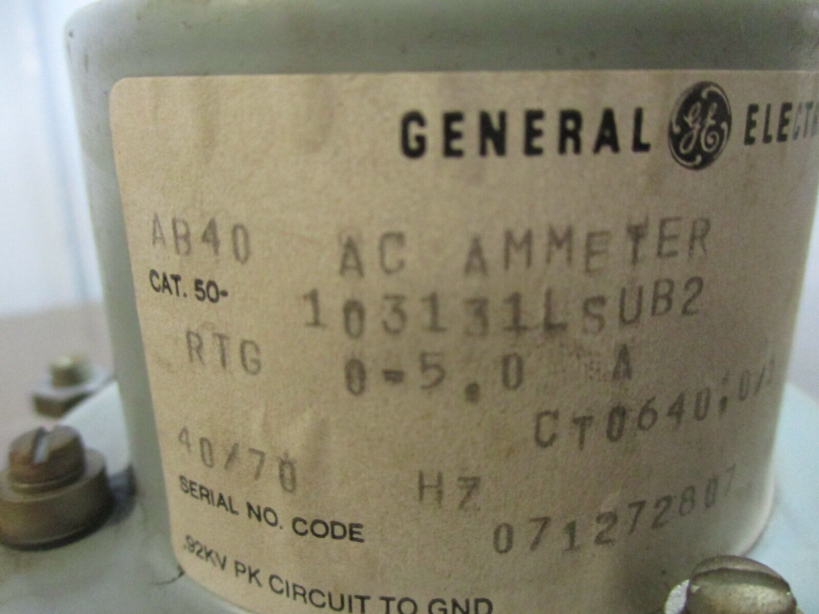 GE AB40 AC Ammeter 50-103131LSUB2 Range: 0-3200A Used
