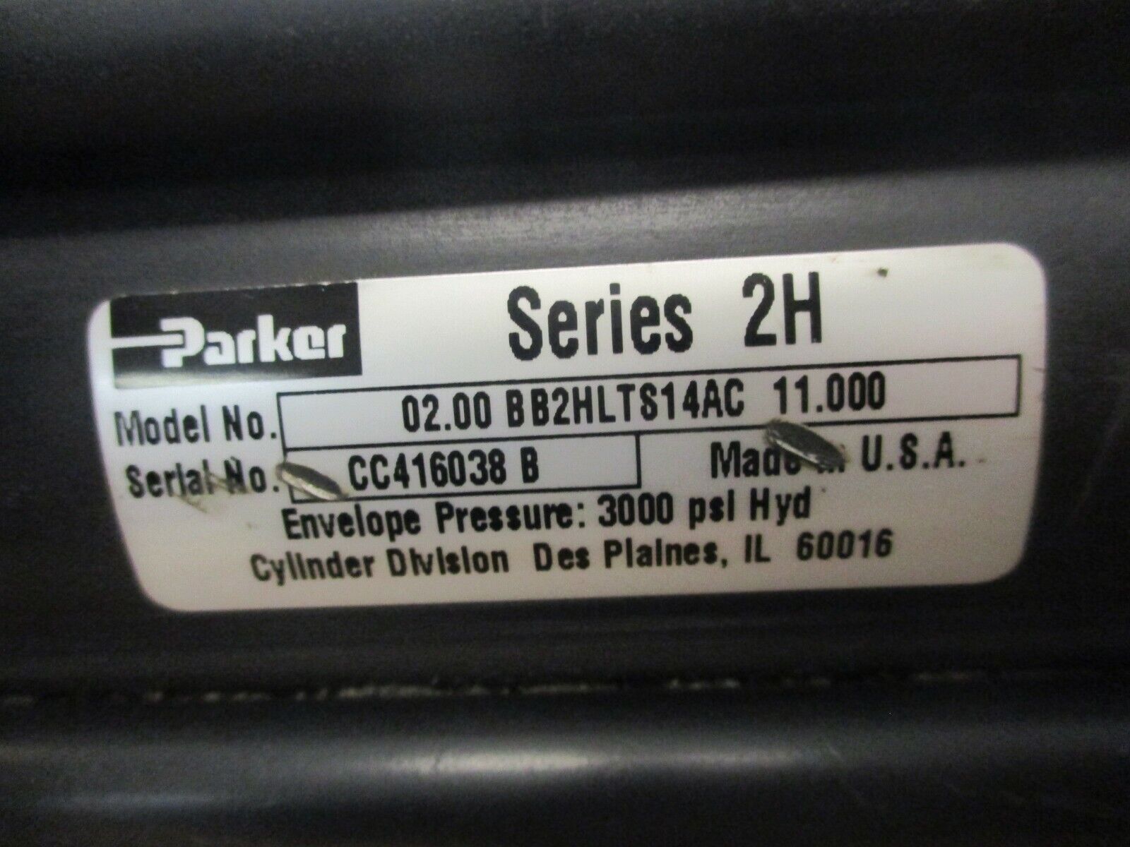 Parker, Series 2H Hydraulic Cylinder 02.00 BB2HLTS14AC 11.000 3000PSI Used