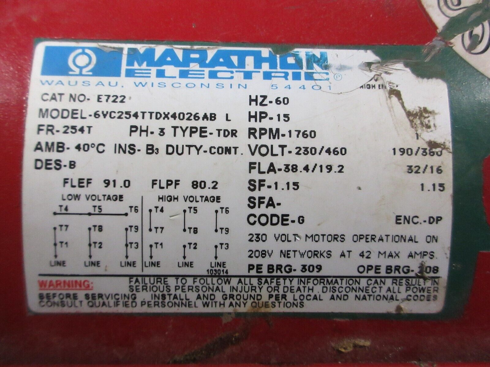 Bell & Gossett 1510 Pump 3E 9.375 BF 15HP 80FT Head 270GPM 1800RPM Used