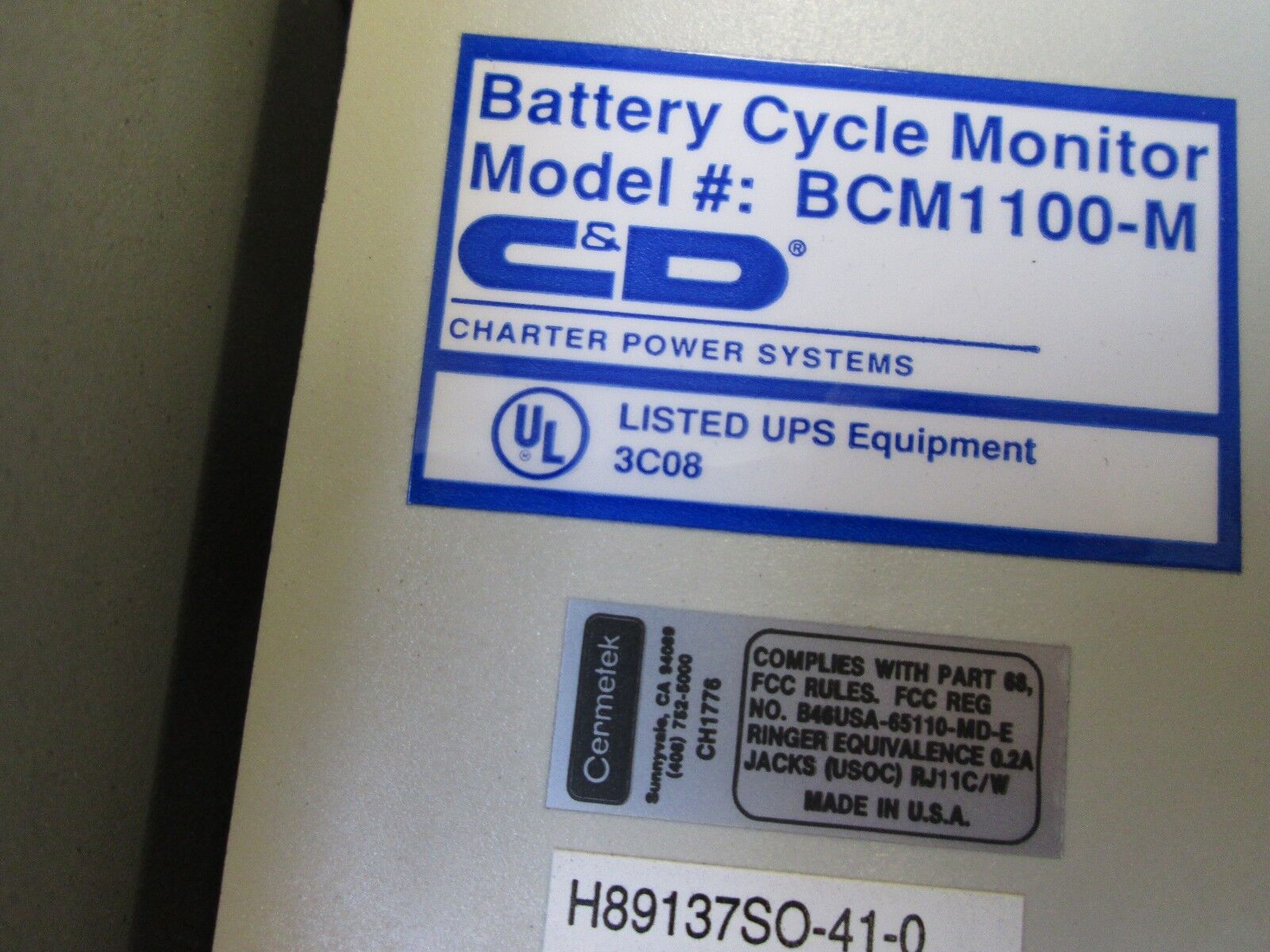 Charter Power Systems Battery Cycle Monitor BCM1100-M Used