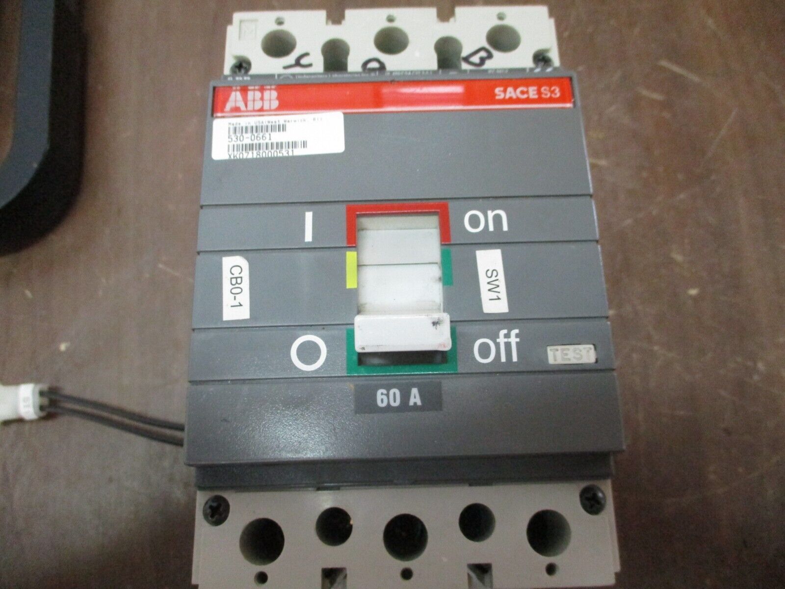 ABB Sace S3 Circuit Breaker S3N 60A 600V 3P w/ Mounting Bracket Used