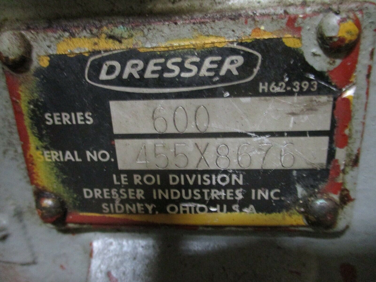 Dresser Air Compressor 600 10HP 1750RPM 460/230V 12.9/25.7A 3Ph Used