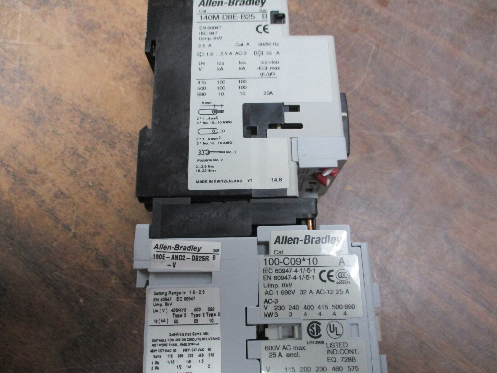 Allen-Bradley Starter 190E-AND2-DB25R-V Ser. B 120V Coil 25A 600V Trip: 1.6-2.5A