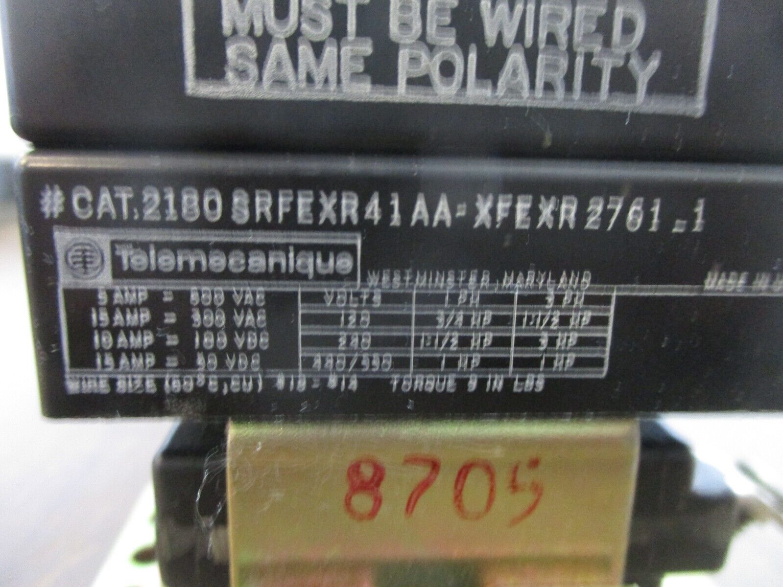 Telemecanique Reversing Contactor 2180 SRFEXR41AA-XFEXR2761-1 120V Coil 5A 600V