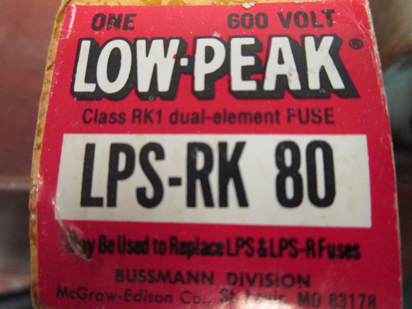 Buss Low-Peak Fuse LPS-RK 80 600V 80A New Surplus