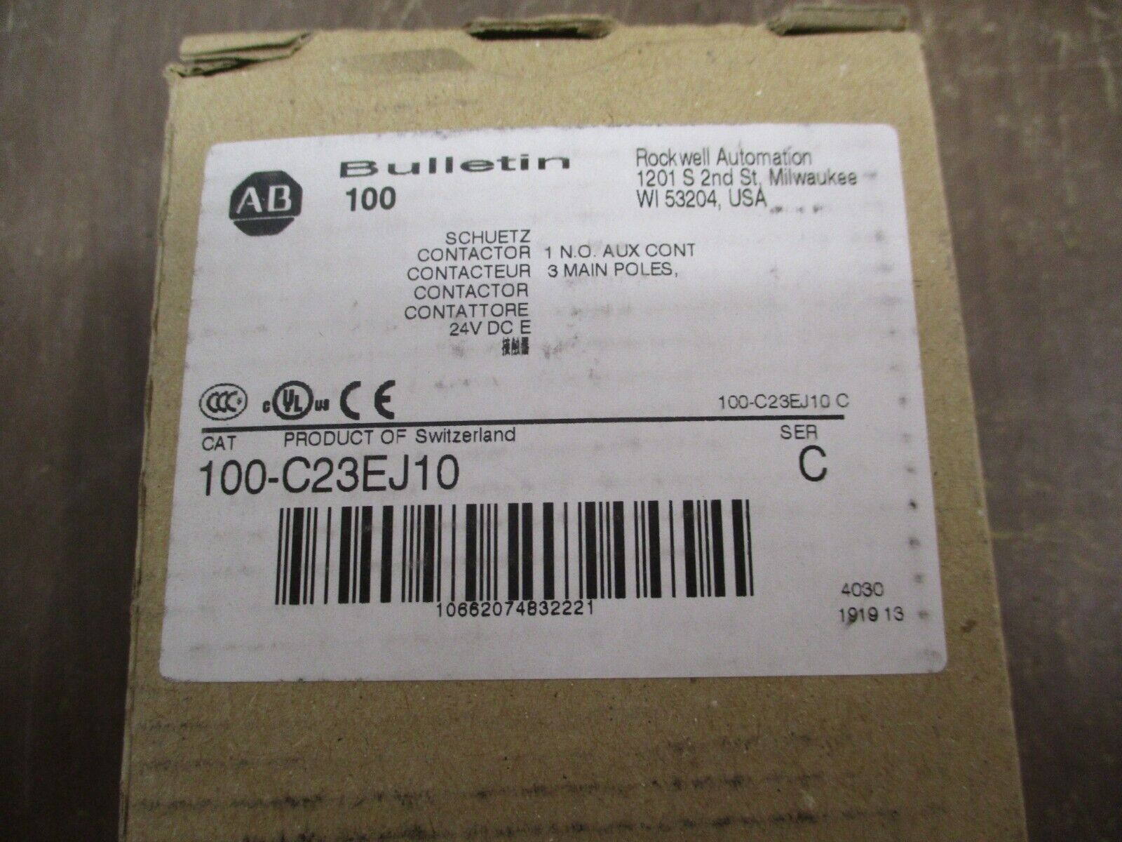 Allen-Bradley Contactor 100-C23EJ10 Ser. C 24VDC Coil *Chipped* New Surplus