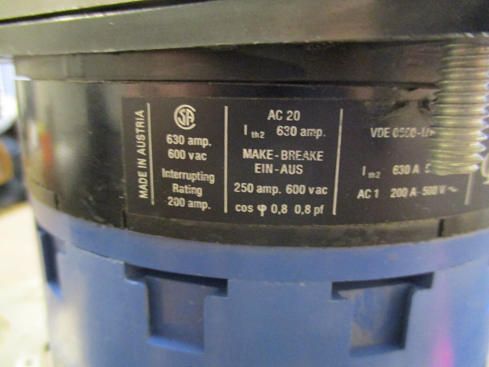 Kraus & Naimer Rotary Switch X-630 630A 600V Used