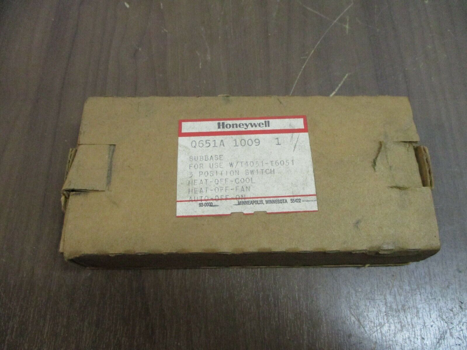 Honeywell Subbase Q651A 1009 1 For Use w/ T4051-T6051 3-Position Switch