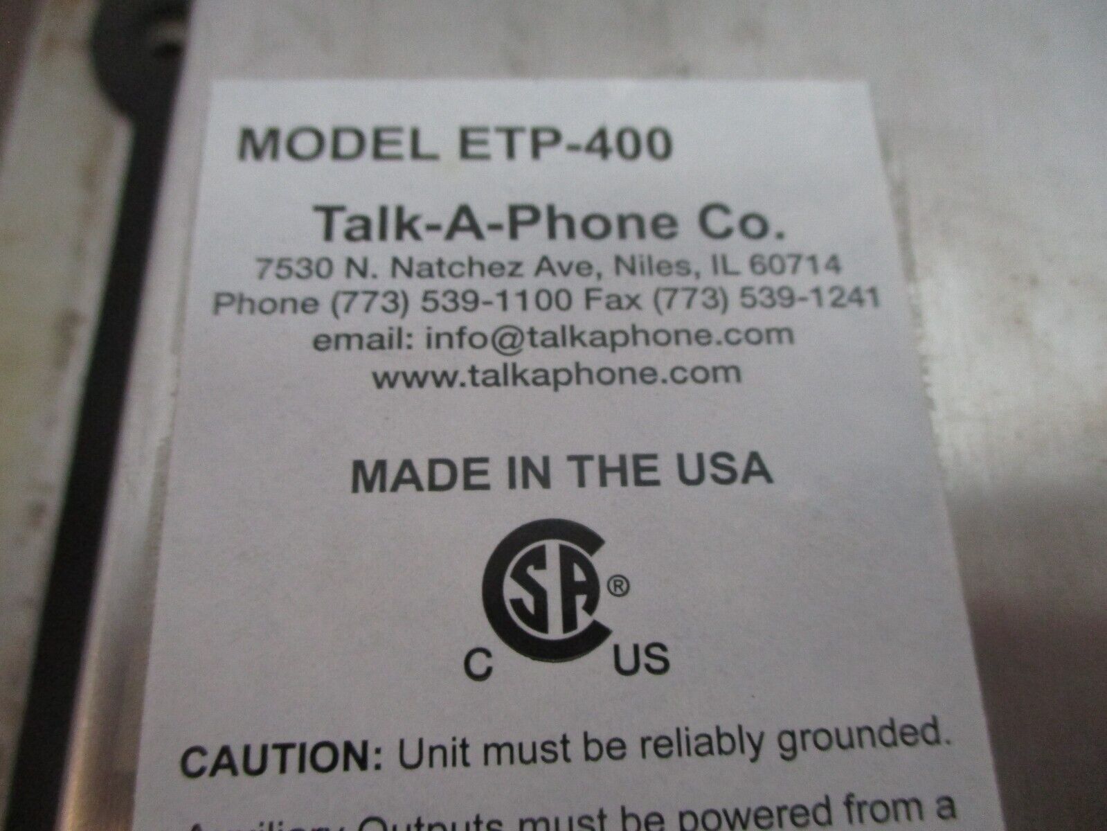 Talk-A-Phone Single Button Emergency Phone ETP-400 Used