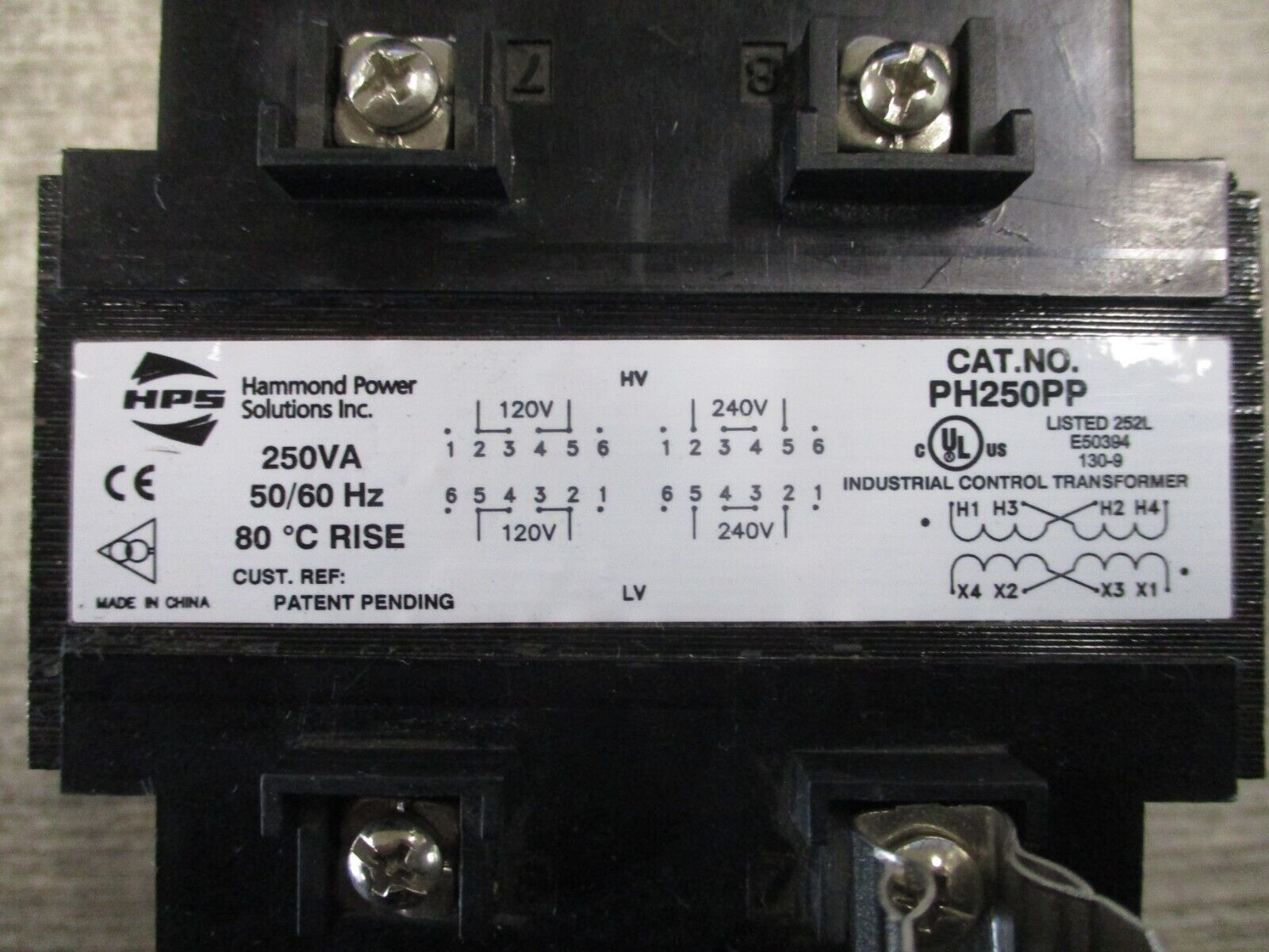 Hammond Control Transformer PH250PP 250VA Pri:120/240V Sec:120/240V 50/60Hz Used
