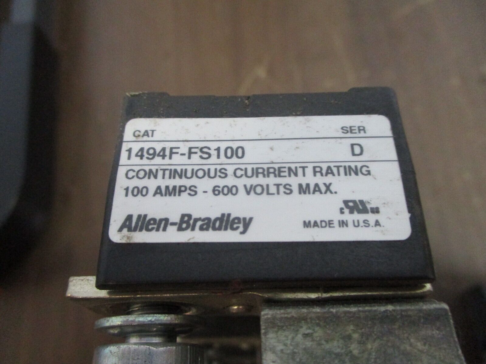 Allen-Bradley Fuses Holder w/ Fuses 1494F-FS100 Ser. D 100A 600V Used