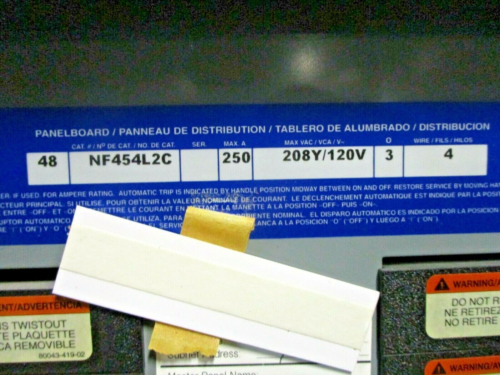 Square D Powerlink G3 Main Lug Breaker Panel NF454L2C 250A Max 208Y/120V 3Ph 4W