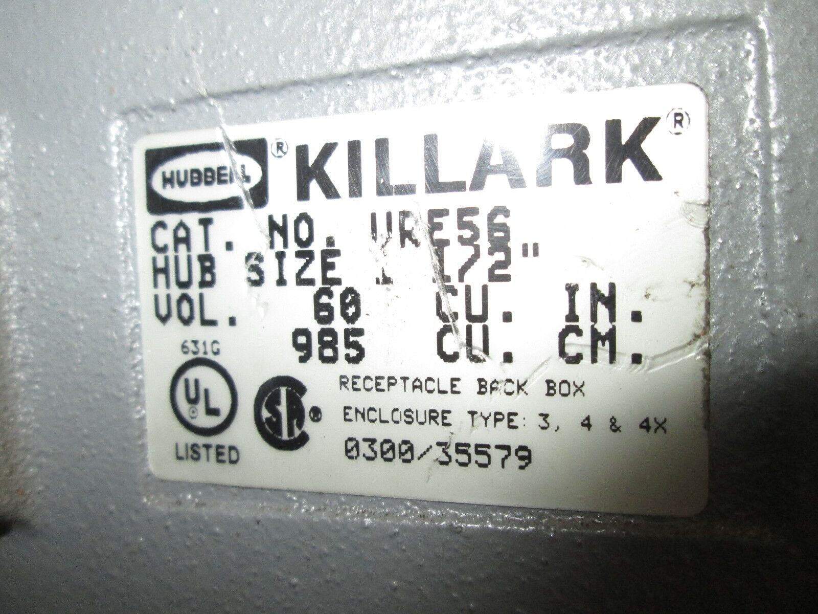 Killark Receptacle w/ Base VR641 60A 600V 4W 4P **Missing Cap**
