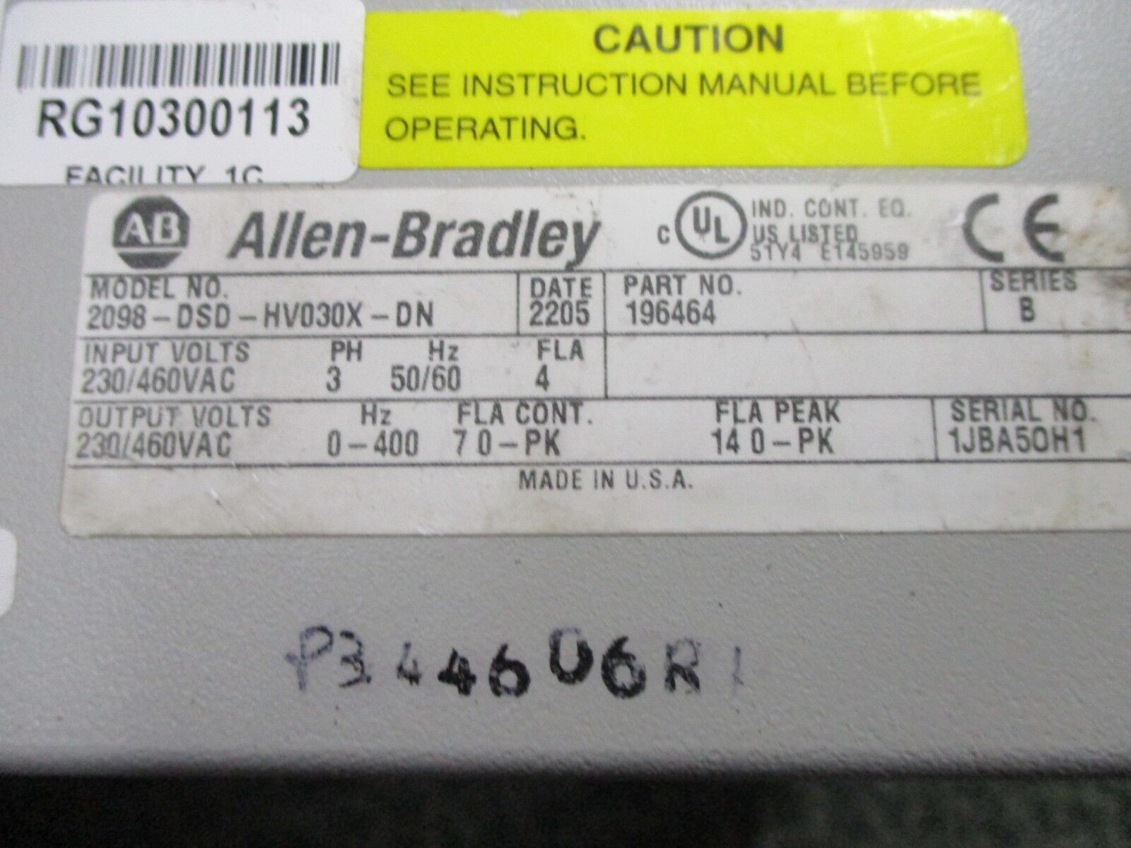 Allen-Bradley Ultra 3000i Servo Drive 2098-D5D-HVO30X-DN Ser. B F/W Rev: 1.53