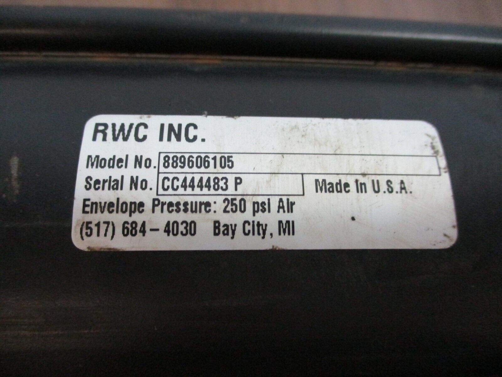 RWC Air Cylinder 889606105 250 PSI Used