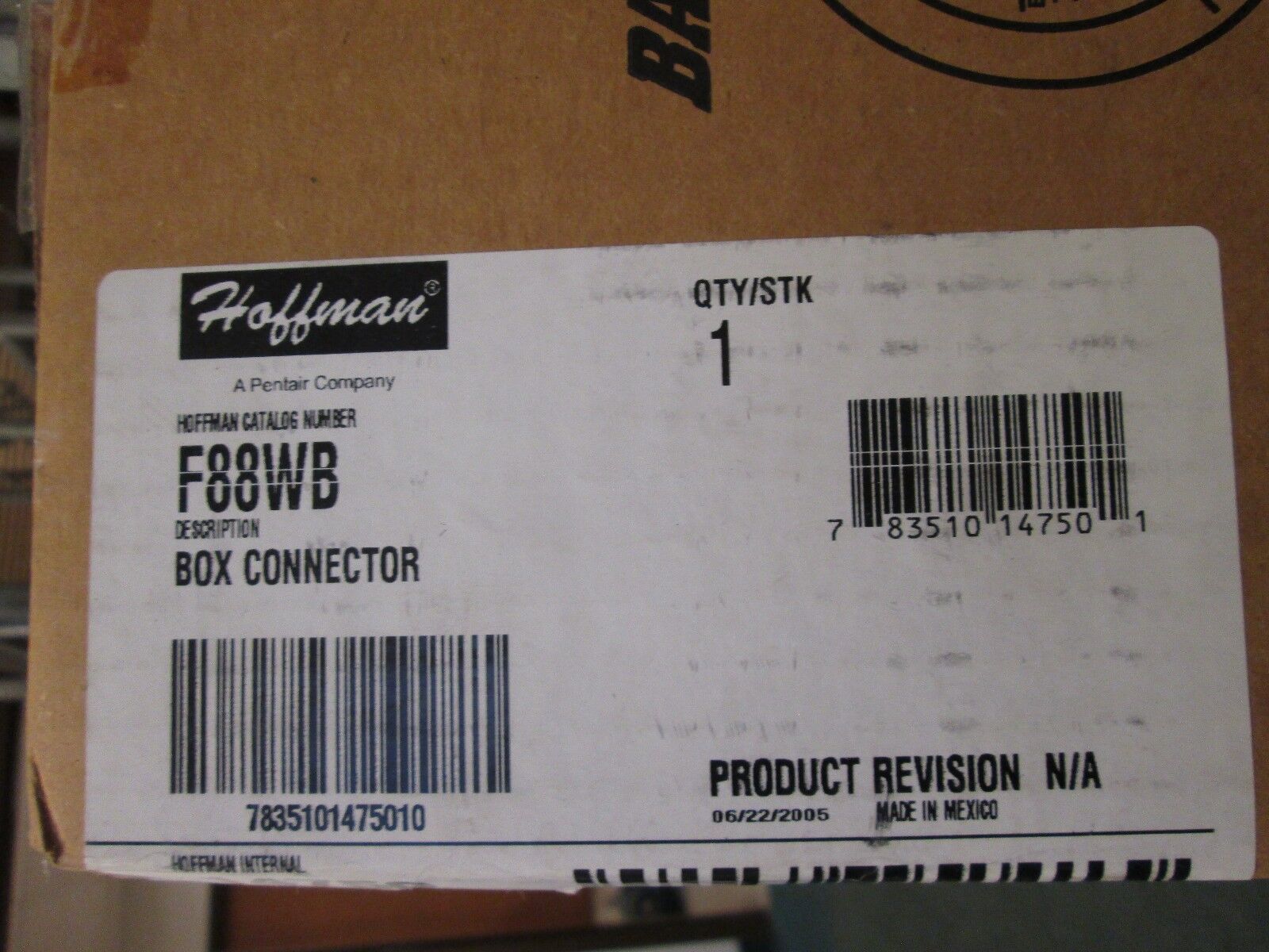 Hoffman Wireway Box Connector F88WB Size: 8x8" New Surplus