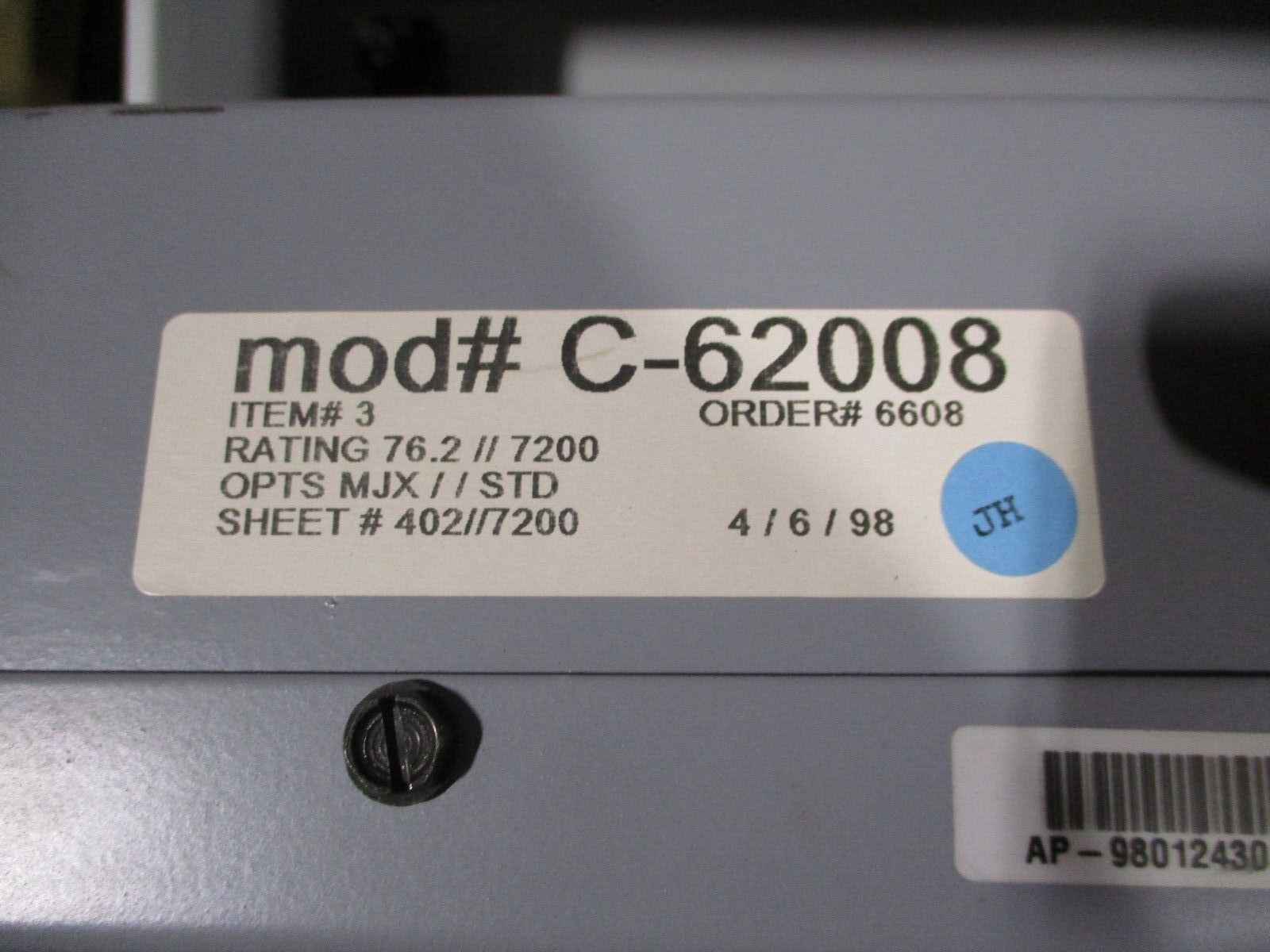 Siemens Accu/Stat MJ-X Voltage Regulator Control Panel C-62008 w/ Enclosure Used