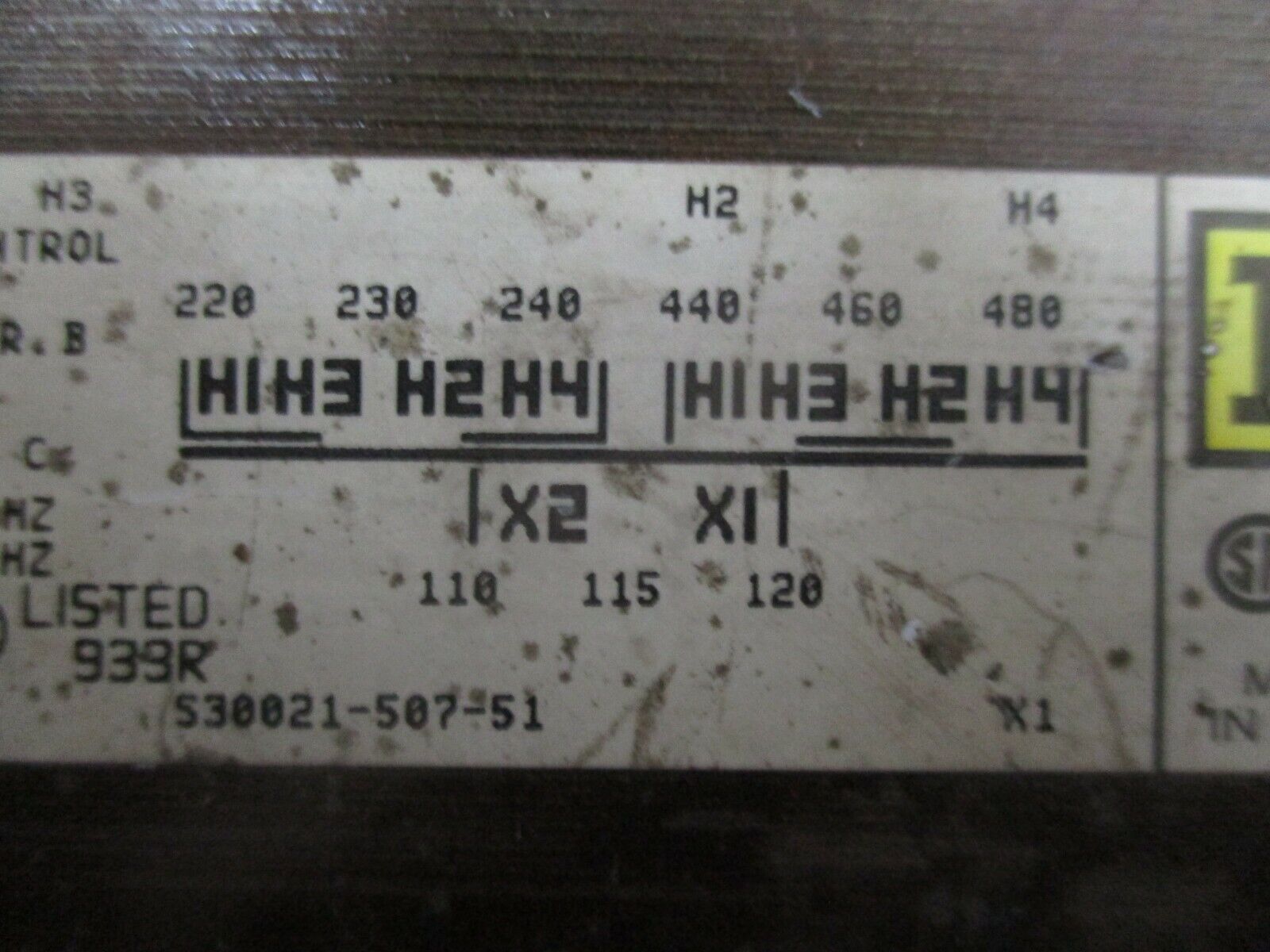 Square D Control Transformer 9070 E0-3 0.150KVA Pri: 240/480V Sec: 120V Used