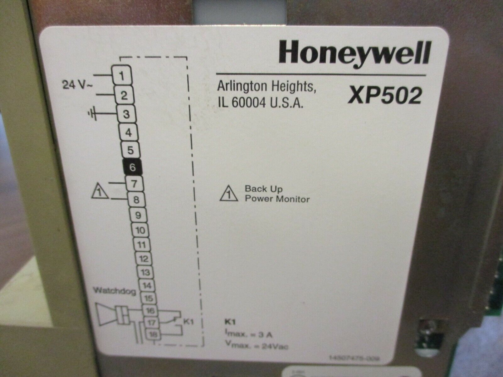 Honeywell Power Supply Module XP502 3A 24VAC Used